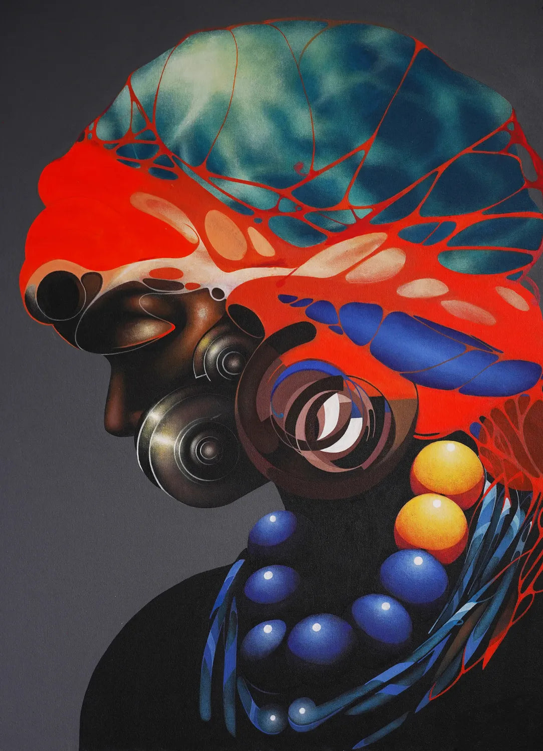 Black Lady, acrylic, canvas on board, 1999, by Kaami